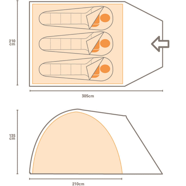 Regatta Kivu v2 3 Man Camping Outdoor Tent