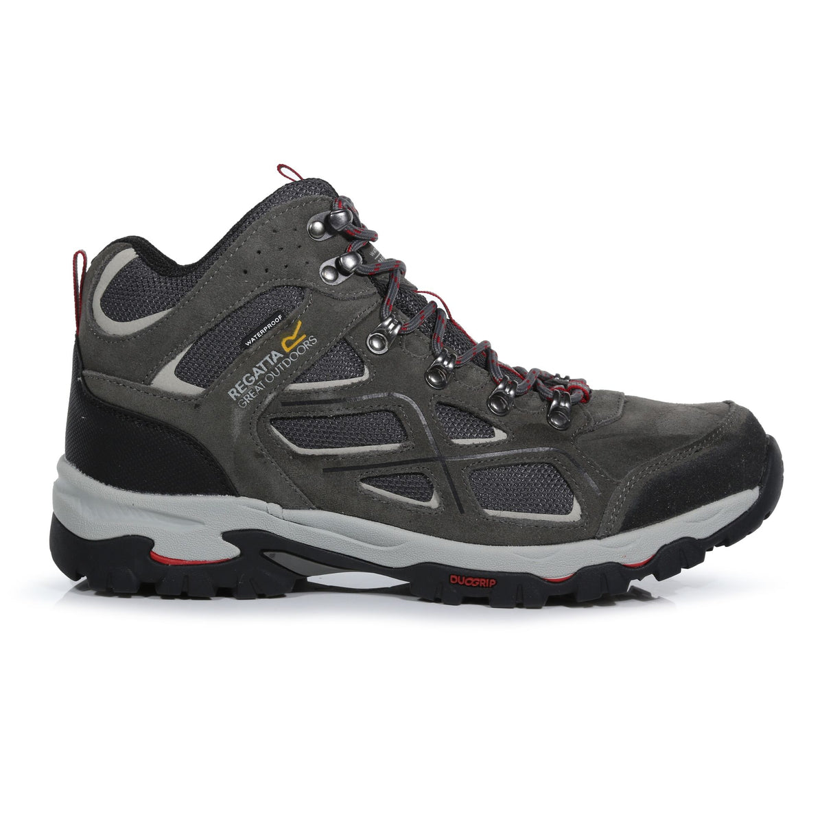 Regatta Tebay Mid Mens Waterproof Walking Hiking Boots - Grey/Red