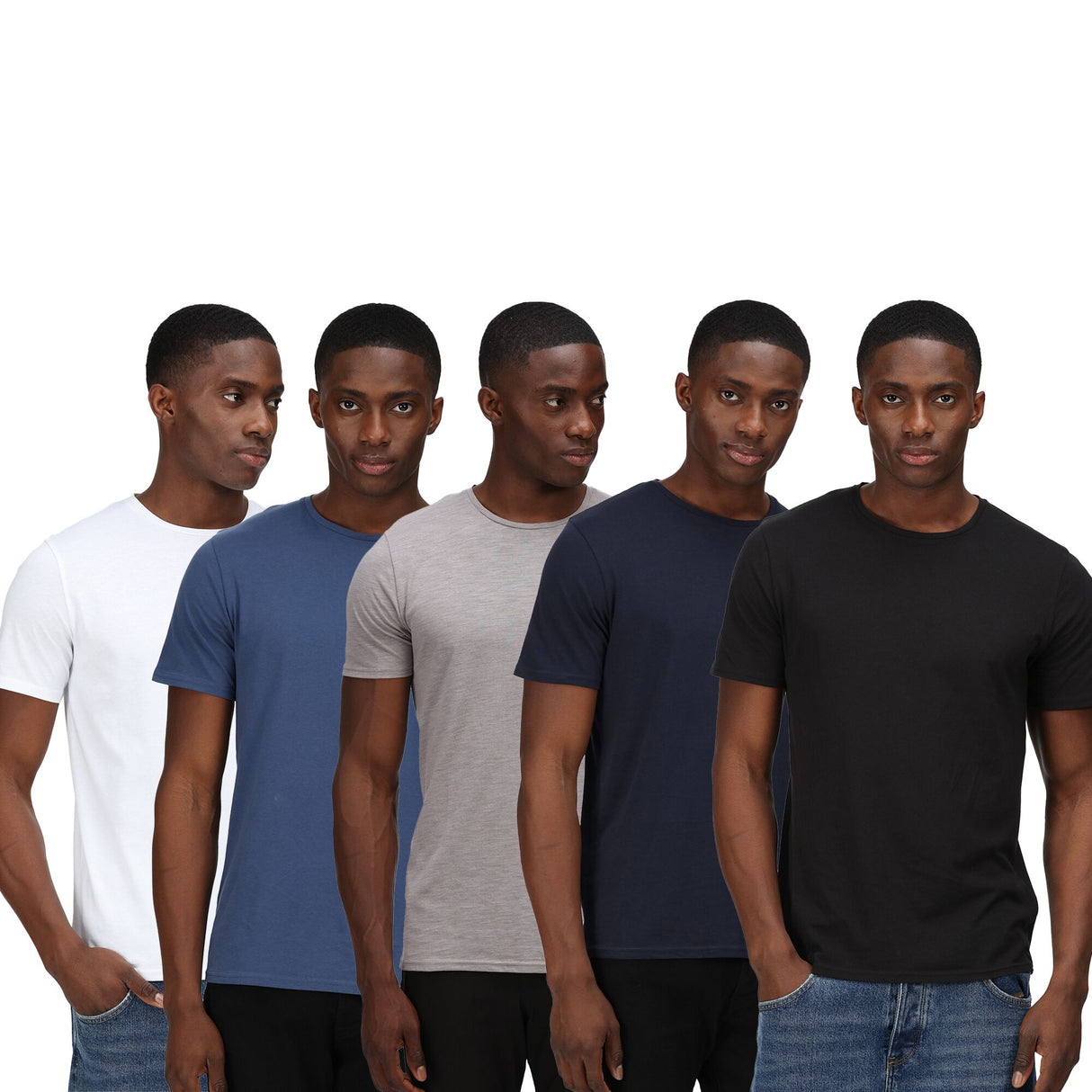 Regatta Mens Essentials 5 Pack T Shirts Mixed