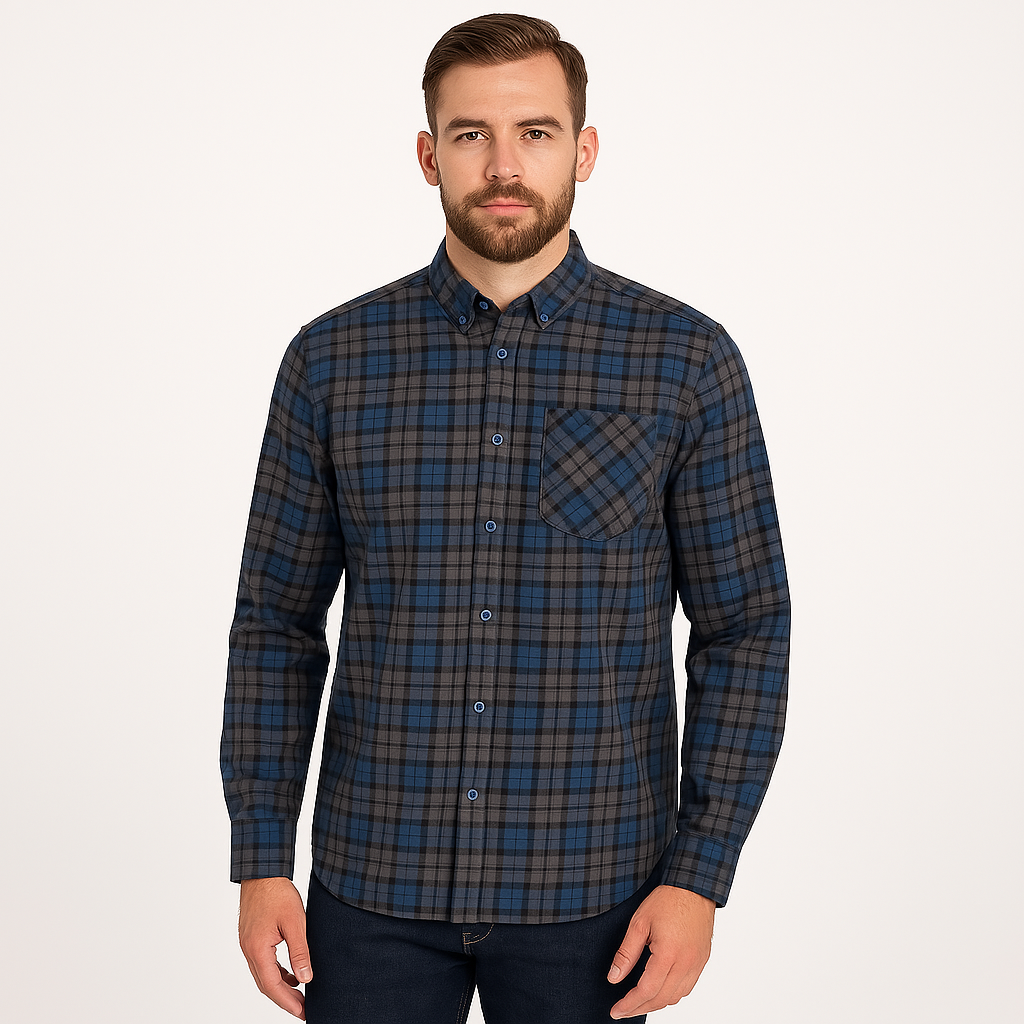 Regatta | Lance Organic Cotton Long Sleeve Shirt | Black Grey