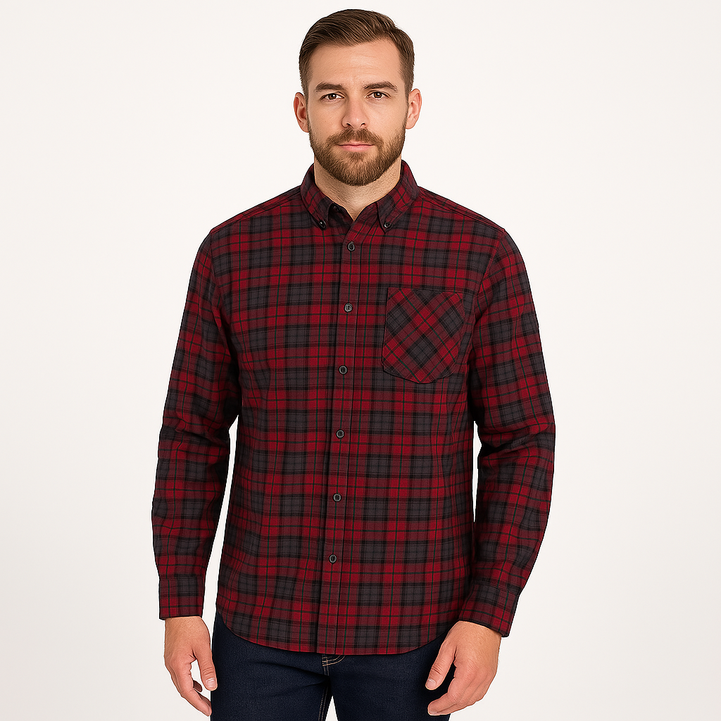 Regatta Mens Lance Long Sleeved Cotton Checked Shirt