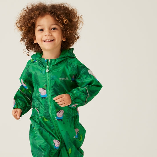 REGATTA PUDDLE IV BOYS GIRLS WATERPROOF ALL IN ONE RAIN SUIT KIDS